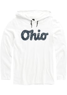 Ohio White Script Long Sleeve Light Weight Hood