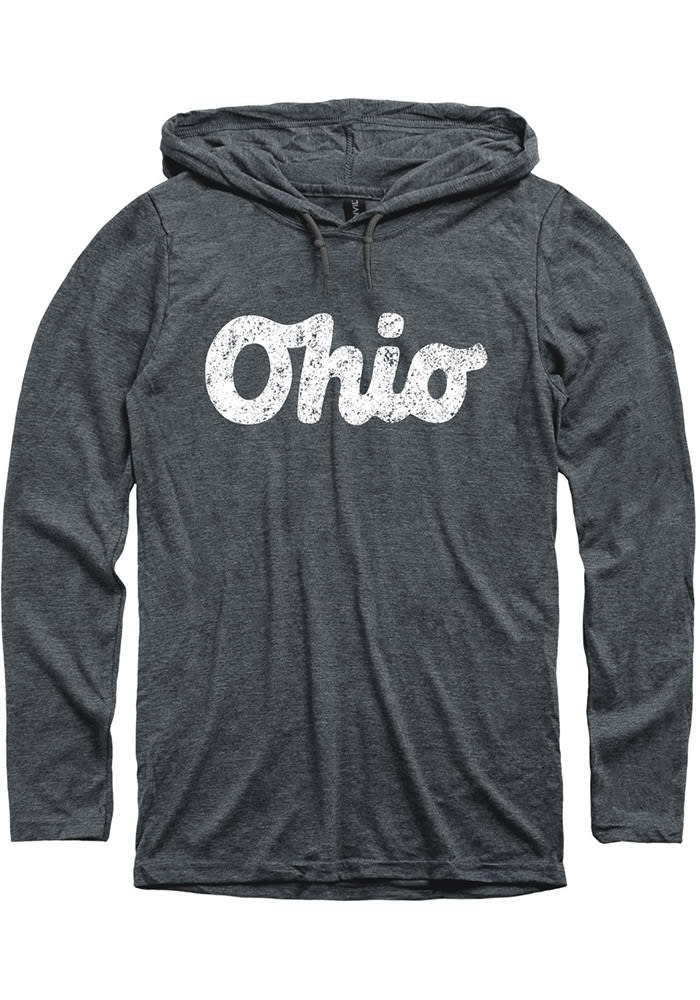 Ohio Grey Script Long Sleeve Light Weight Hood