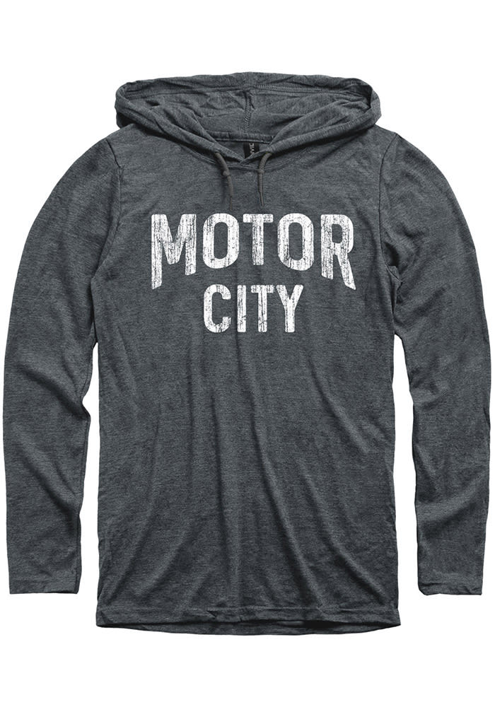 Detroit Grey Motor City Wordmark Long Sleeve Light Weight Hood
