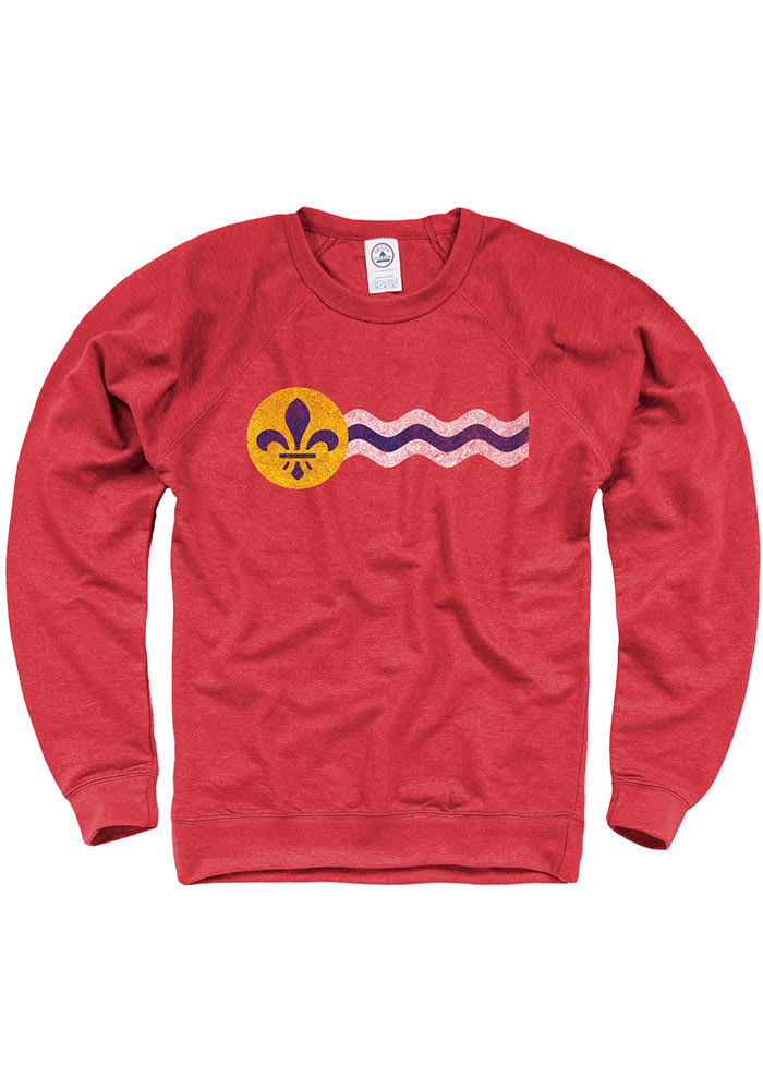 St Louis Mens Red St Louis Flag Long Sleeve Crew Sweatshirt