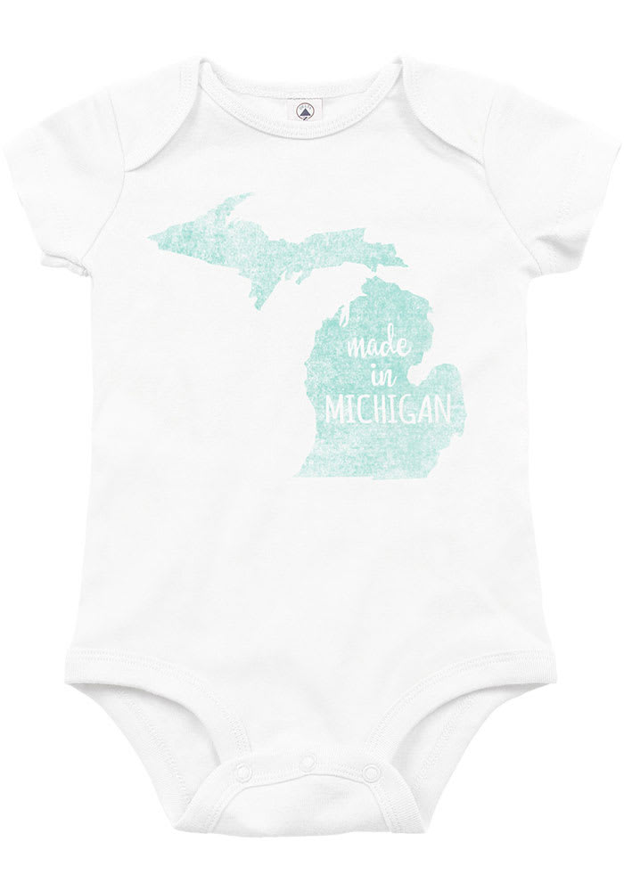 Michigan Baby White Made In Short Sleeve One Piece