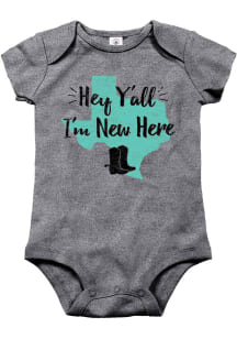 Texas Baby Grey Hey Y'all I'm New Here Short Sleeve One Piece