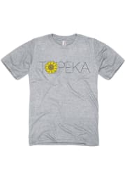 Topeka Grey Sunflower Wordmark Short Sleeve T Shirt