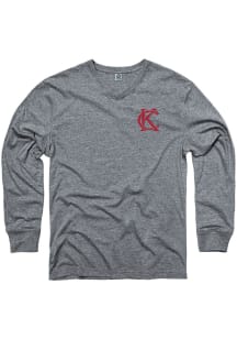 Kansas City Grey Monogram Long Sleeve V-Neck T Shirt
