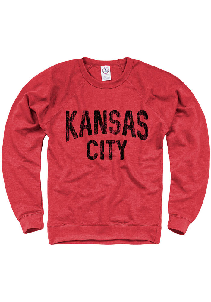 Kansas City Mens Red Wordmark Long Sleeve Crew Sweatshirt