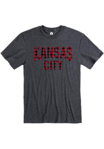 Kansas City Grey Buffalo Plaid Wordmark Arch Short Sleeve T Shirt