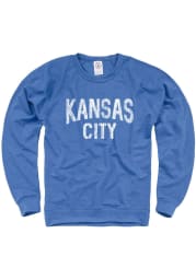Kansas City Mens Blue Kansas City Wordmark Long Sleeve Crew Sweatshirt