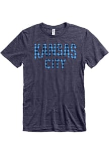 Kansas City Navy Buffalo Plaid Short Sleeve T Shirt