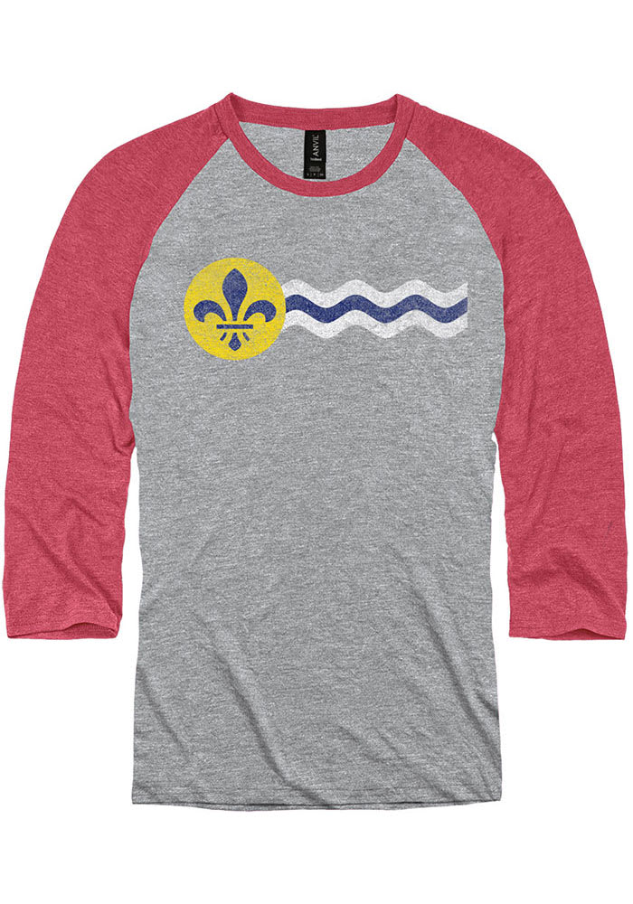 St Louis Flag HEATHERGREY Long Sleeve Fashion T Shirt - 22784063