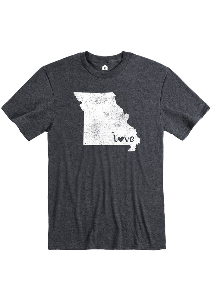 Missouri Dark Grey State Shape Love Short Sleeve T Shirt