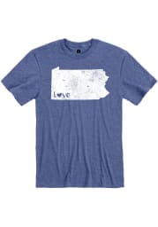 Pennsylvania Blue State Shape Love Short Sleeve T Shirt