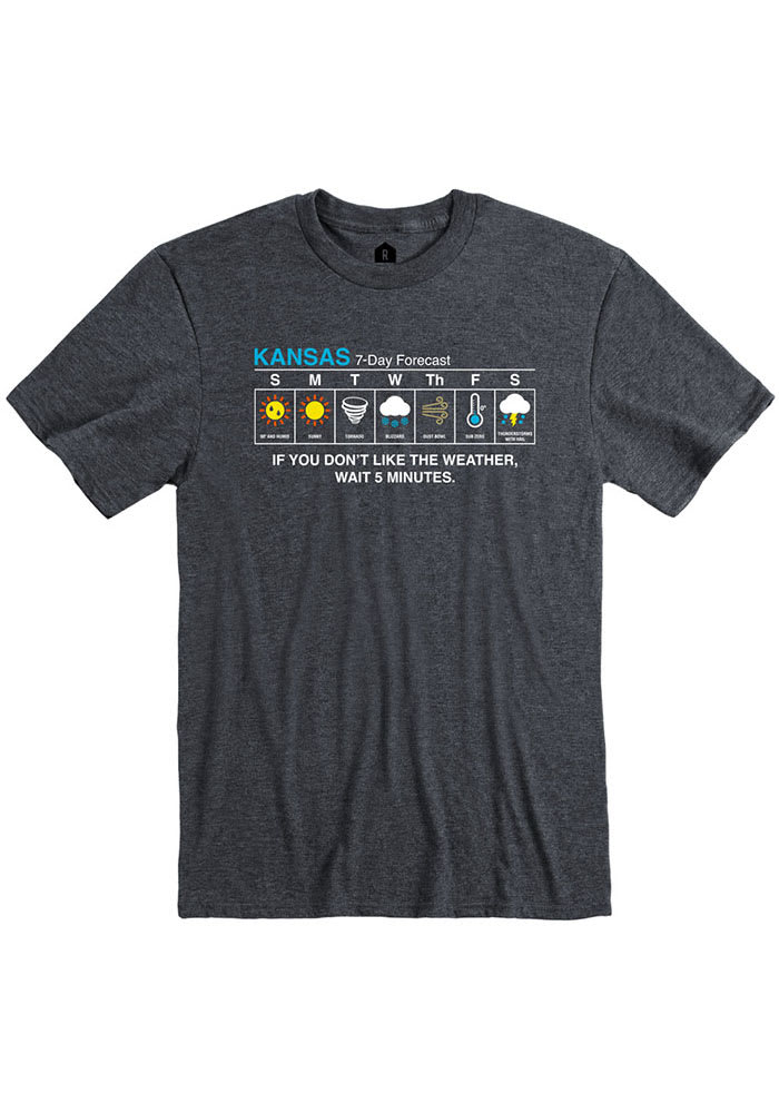 Kansas Dark Gray Weather Forecast Short Sleeve T Shirt