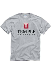 Temple Owls Grey Big Logo Short Sleeve T Shirt