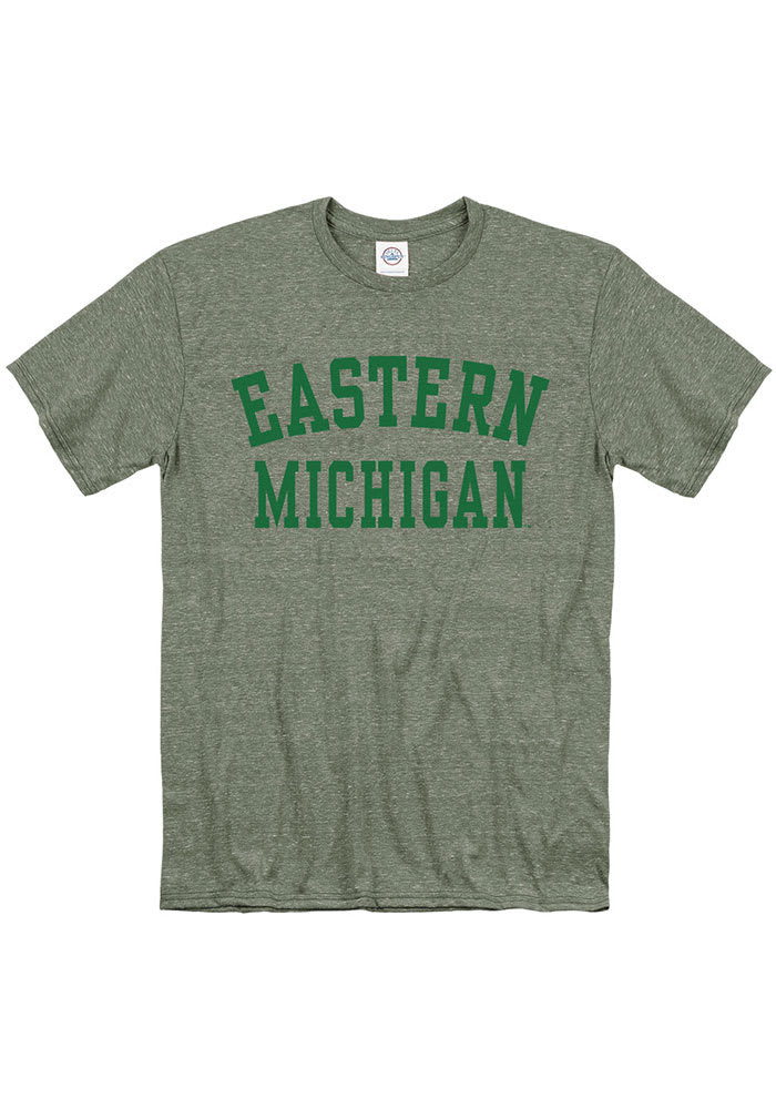 Eastern Michigan Eagles Green Snow Heather Team Name Short Sleeve T Shirt
