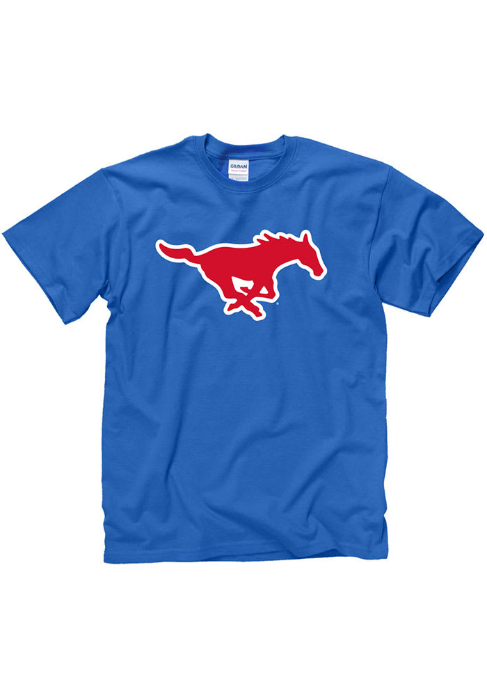 SMU Mustangs Blue Mascot Short Sleeve T Shirt