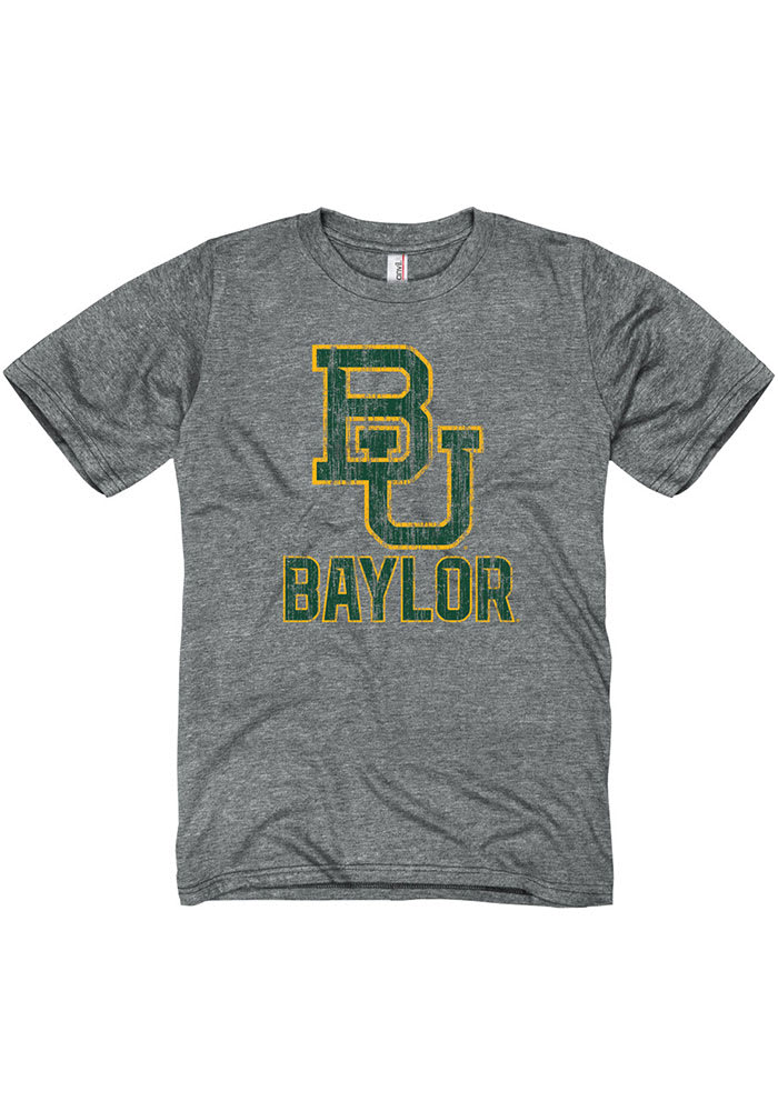 Baylor Bears Charcoal Big Logo Distress Short Sleeve T Shirt