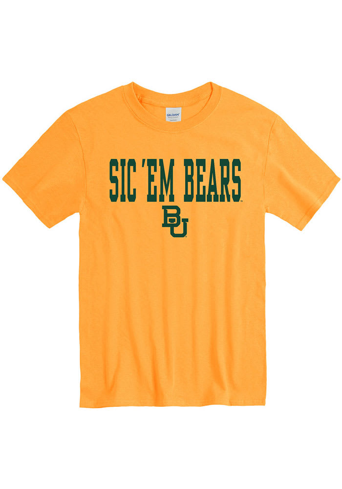 Baylor Bears Gold Sic Em Arch Mascot Short Sleeve T Shirt