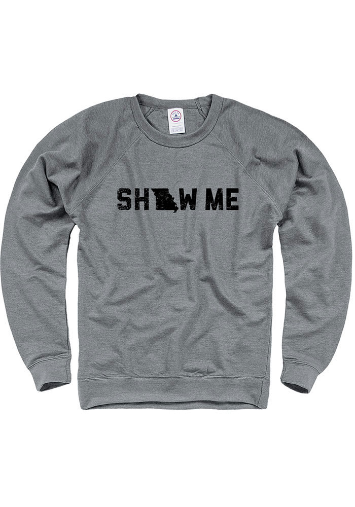 Missouri Mens Grey Show Me State Long Sleeve Crew Sweatshirt