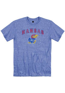 Rally Kansas Jayhawks Blue Arch Mascot Short Sleeve Fashion T Shirt