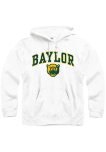 Baylor Bears Mens White Arch Mascot Long Sleeve Hoodie