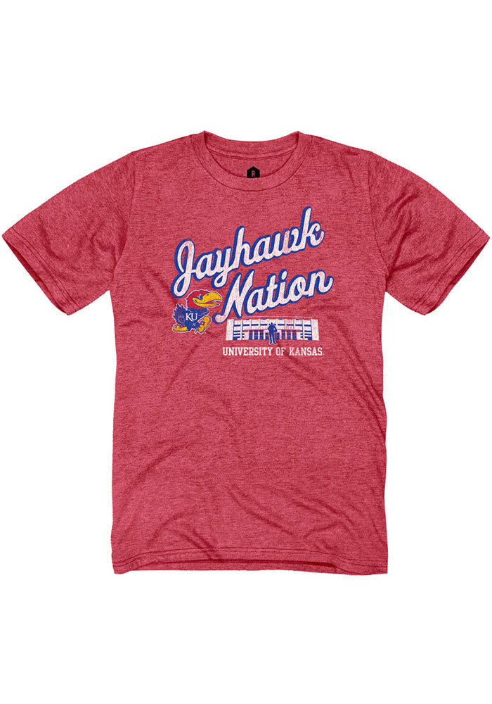 Kansas Jayhawks Red Jayhawk Nation Short Sleeve Fashion T Shirt