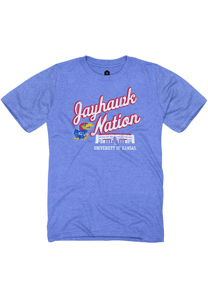 Kansas Jayhawks Blue Jayhawk Nation Short Sleeve Fashion T Shirt