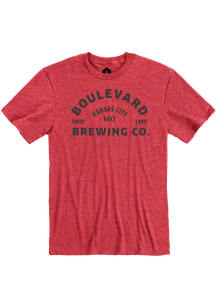 Boulevard Heather Red Arched Logo Short Sleeve T Shirt