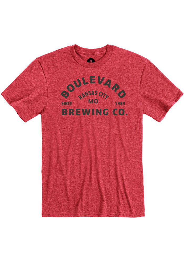Boulevard Heather Red Arched Logo Short Sleeve T Shirt