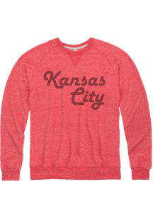 Kansas City Mens Red Retro Wordmark Long Sleeve Crew Sweatshirt