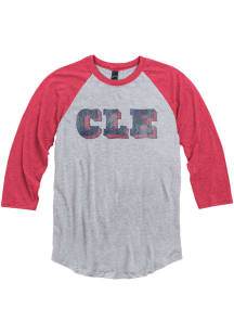 Cleveland Heather Grey CLE Block 3/4 Raglan T-Shirt