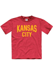 Kansas City Youth Heather Red Wordmark Short Sleeve T Shirt