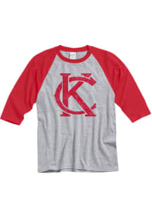 Kansas City Youth Sport Grey KC Monogram 3/4 Raglan T Shirt
