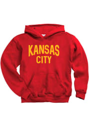 Kansas City Youth Heather Sport Scarlet Red Wordmark Long Sleeve Hood Sweatshirt