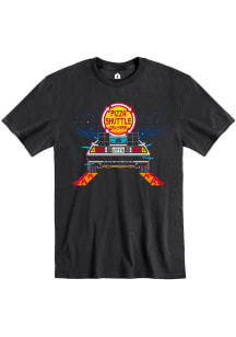 Pizza Shuttle Black BTTF On Time 80s Pixelated Short Sleeve T-Shirt