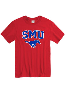 SMU Mustangs Red Arch Mascot Short Sleeve T Shirt