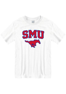 SMU Mustangs White Arch Mascot Short Sleeve T Shirt