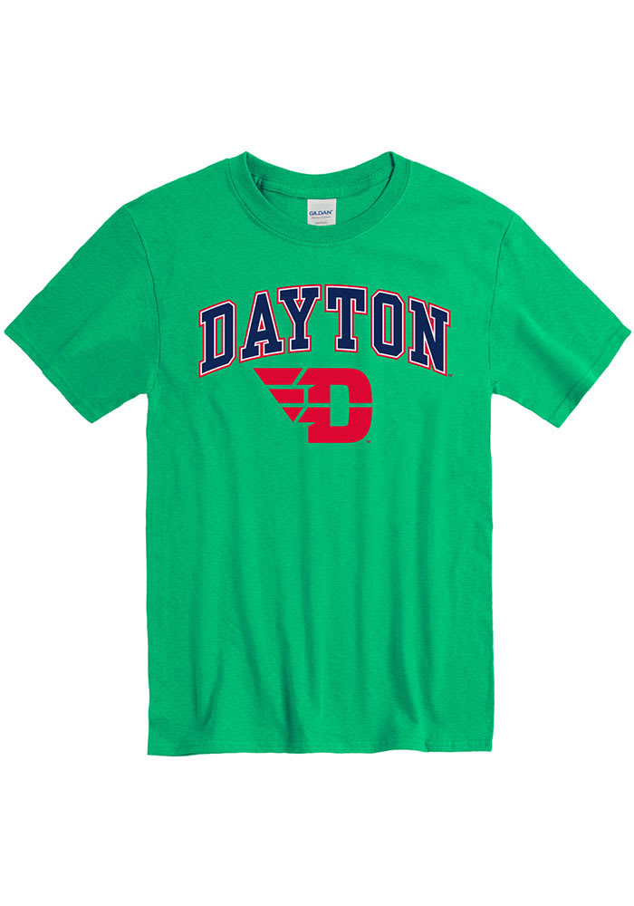 Dayton Flyers Green Arch Mascot Short Sleeve T Shirt