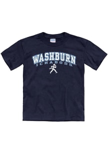 Washburn Ichabods Youth Navy Blue Arch Mascot Short Sleeve T-Shirt