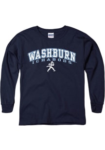 Washburn Ichabods Youth Navy Blue Arch Mascot Long Sleeve T-Shirt