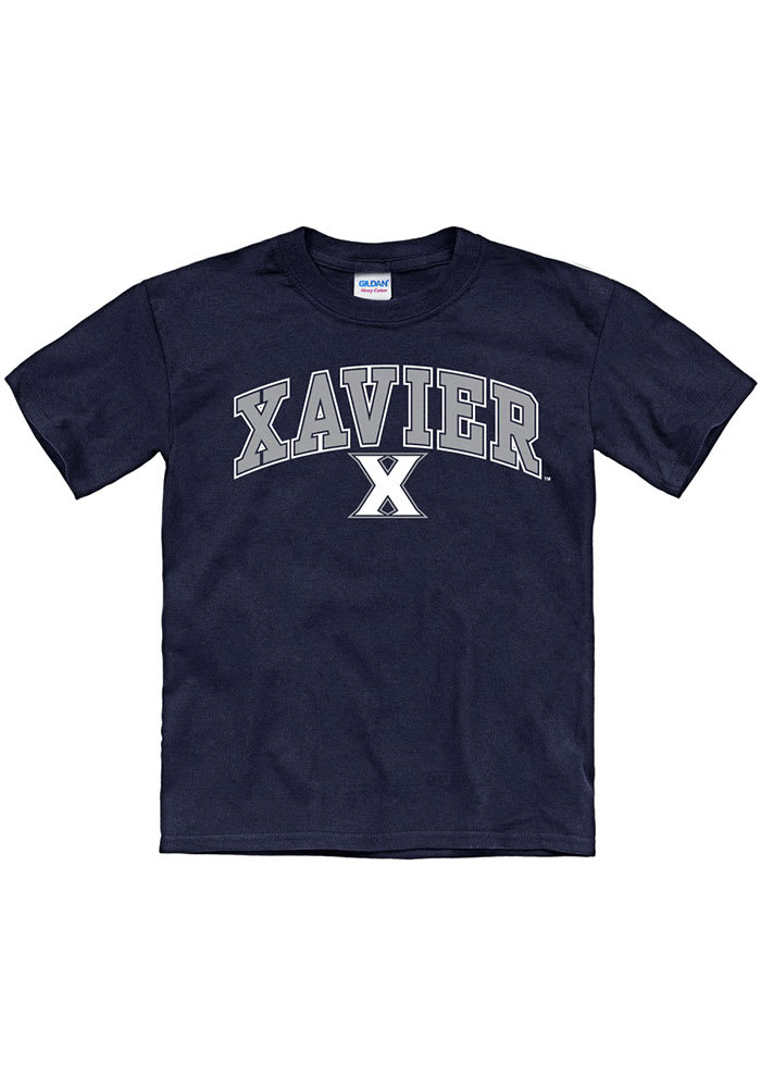 Xavier Musketeers Youth Navy Blue Arch Mascot Short Sleeve T-Shirt