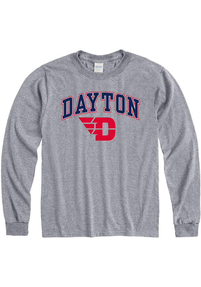 Dayton Flyers Grey Arch Logo Long Sleeve T Shirt
