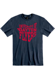 Dayton Flyers Navy Blue State Outline Short Sleeve T Shirt