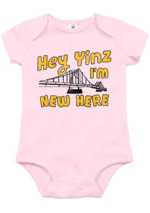 Pittsburgh Baby Pink Yinz Im New Here Short Sleeve One Piece