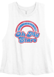 USA Women's White Oh My Stars Cropped Tank Top