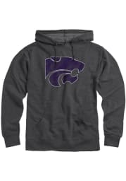 Rally K-State Wildcats Mens Charcoal Distressed Primary Logo Long Sleeve Hoodie