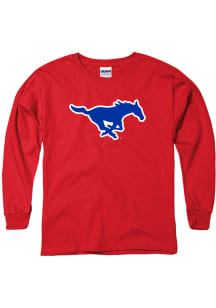 SMU Mustangs Youth Red Primary Logo Long Sleeve T-Shirt