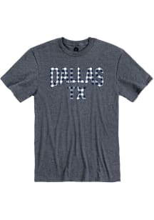 Dallas Heather Navy Plaid Wordmark Short Sleeve T-Shirt