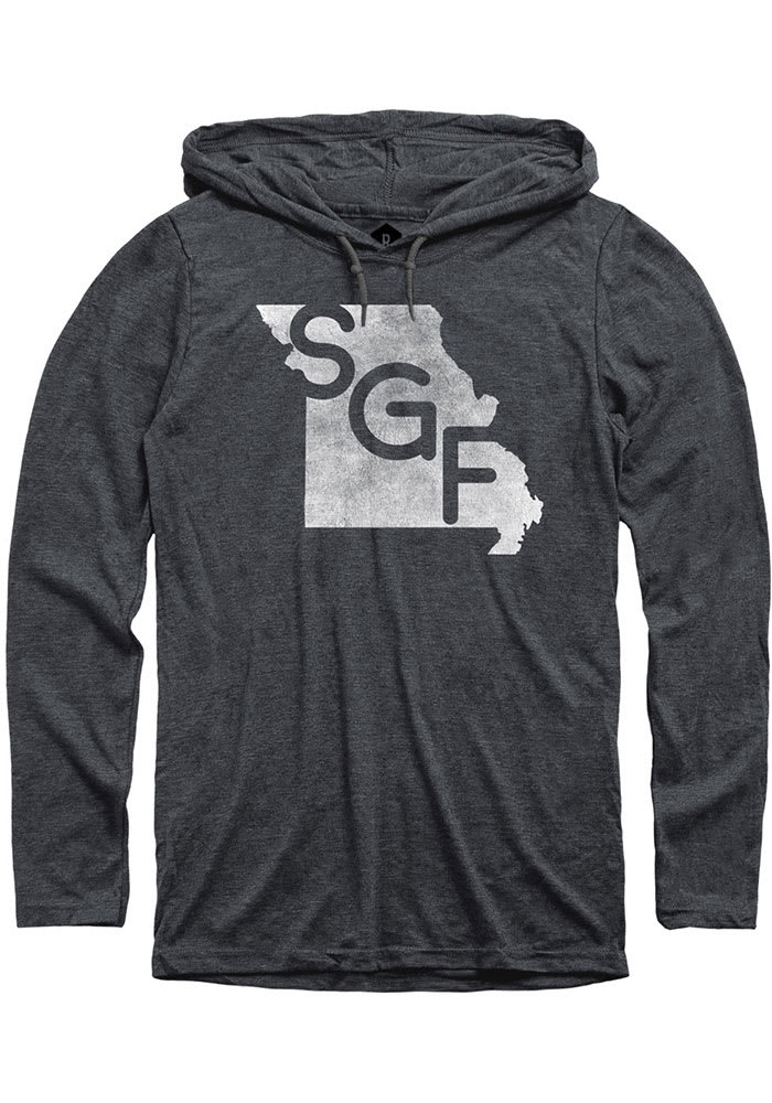 Springfield Heather Dark Grey SGF State Shape Long Sleeve T-Shirt Hood
