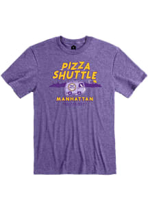 Pizza Shuttle Heather Purple Manhattan Van Short Sleeve T-Shirt