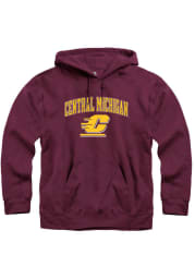 Rally Central Michigan Chippewas Mens Maroon Arch Mascot Long Sleeve Hoodie
